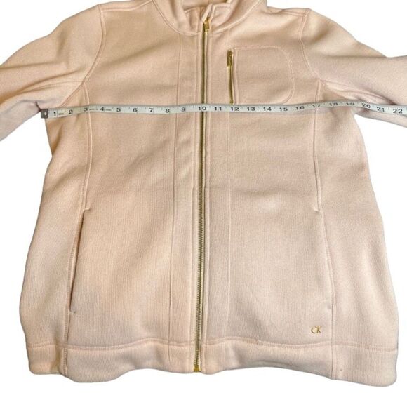 Calvin Klein Coat in Soft Pink with Gold Detail Zip and Chest Pocket Size Medium - Picture 7 of 12